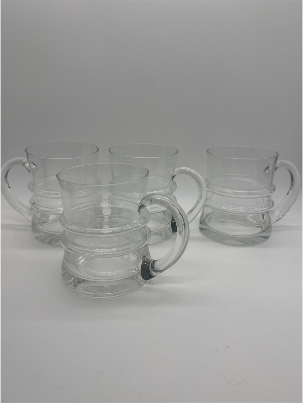 Vintage Iittala Pisaranrengas Glass Mugs Timo Sarpaneva Finland MCM Set of 4